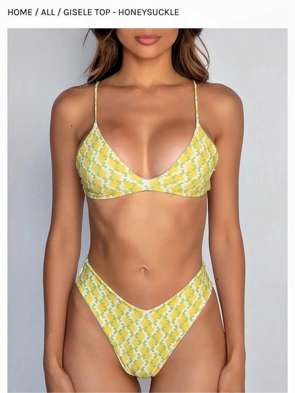 Skatie Gisele Top NWT- Honeysuckle Floral Bikini Top Yellow & Green S